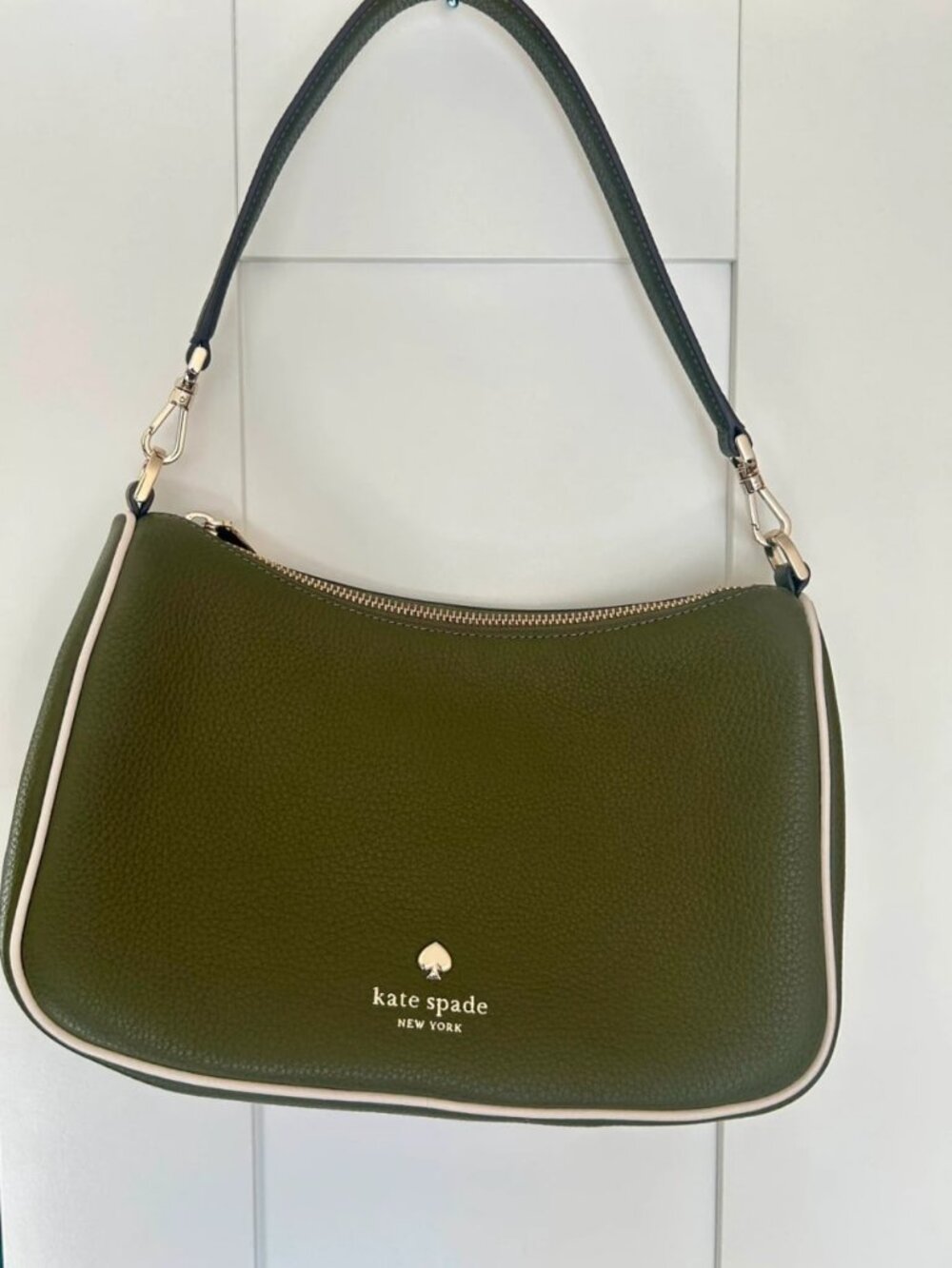 Kate Spade Pebbled Leather Shoulder Bag Dark Green